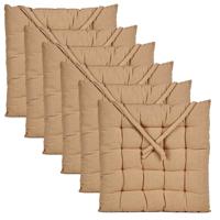 Stoelkussen Decorama - 6x - binnen/buiten - beige - 40 x 40 x 5 cm - polyester Stoelkussen Decorama - 6x - binnen/buiten - beige - 40 x 40 x 5 cm - polyester