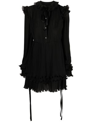 Philipp Plein robe mi-longue plissée à volants - Noir