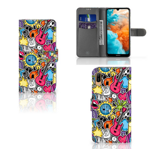 Huawei Y6 (2019) Wallet Case met Pasjes Punk Rock