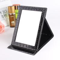 2 stks vierkante stand lederen make-up spiegel Alligator patroon draagbare cosmetische spiegel kleur: zwart maat: m15x 20.5 x 1.6 CM
