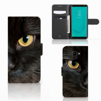 Samsung Galaxy J6 2018 | Telefoonhoesje | Met pasjeshouder | Zwarte Kat