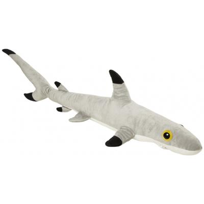 Nature Planet Pluche Zwartpunt rifhaai knuffel - grijs - 110 cm - Haaien - Vissen