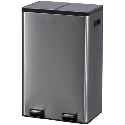 Leen Bakker - Pedaalemmer Duo Gunmetal - 60L - Metaal - Grijs - 35.7x46.9x71.5 Cm