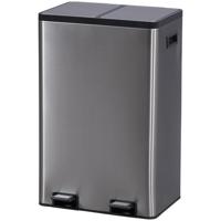 Leen Bakker - Pedaalemmer Duo Gunmetal - 60L - Metaal - Grijs - 35.7x46.9x71.5 Cm