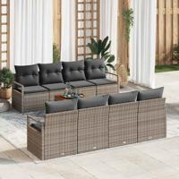 Tuinbankenset met opslag 9 pcs Grijs poly rattan