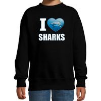 I love sharks sweater / trui met dieren foto van een haai zwart voor kinderen - thumbnail