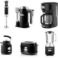 Westinghouse - Retro - Handmixer - Staafmixer+Blender+Waterkoker+Broodrooster 2 Sleuven + Koffiezetapparaat - Zwart