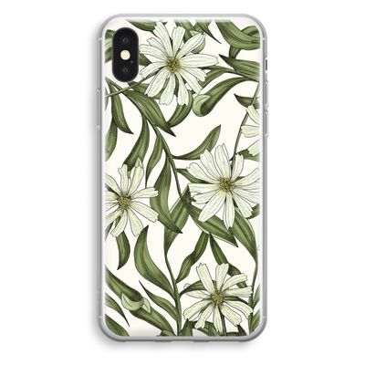Wit bloemenpatroon: iPhone XS Transparant Hoesje