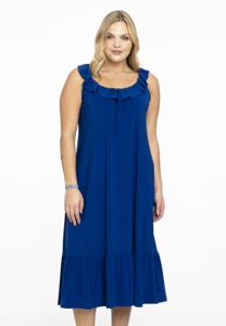 Yoek Mouwloze jurk met ruches | Indigo | Maat 54/56