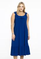 Yoek Mouwloze jurk met ruches | Indigo | Maat 42/44
