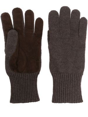 Brunello Cucinelli gants en cachemire à empiècements - Marron