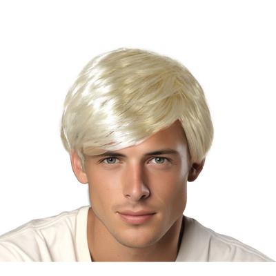 Verkleedpruik Bad Boy heren - blond - Boyband/seventies/eighties - kort golvend haar