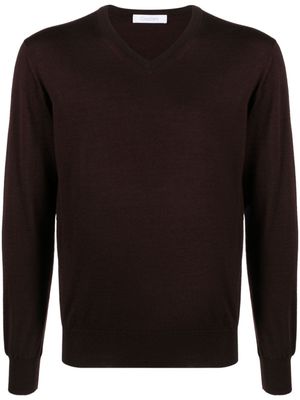Cruciani pull en cachemire mélangé à col v - Marron