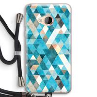 Gekleurde driehoekjes blauw: HTC U Play Transparant Hoesje met koord Gekleurde driehoekjes blauw: HTC U Play Transparant Hoesje met koord