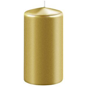 1x Metallic gouden cilinderkaars/stompkaars 6 x 12 cm 45 branduren