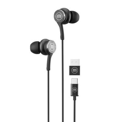 Maxell XC1 USB-C bedrade hoofdtelefoon met USB-A adapter zwart