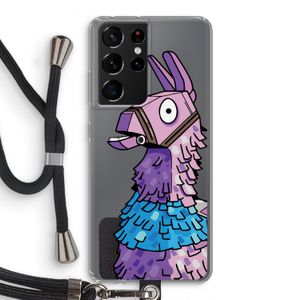 Lama: Samsung Galaxy S21 Ultra Transparant Hoesje met koord