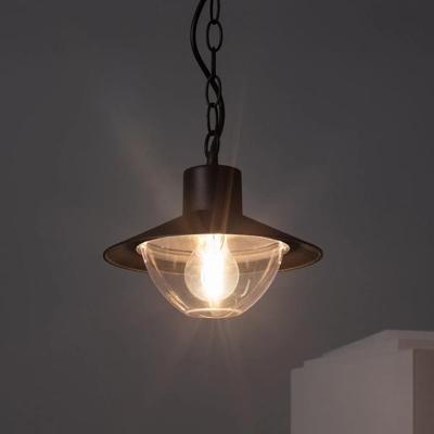 Hanglamp binnen buiten &apos;Navi&apos; e27 fitting zwart glas modern plafondlamp 240mm