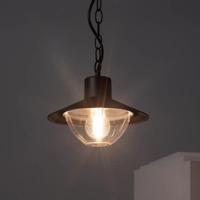 Hanglamp binnen buiten &apos;Navi&apos; e27 fitting zwart glas modern plafondlamp 240mm
