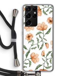 Peachy flowers: Samsung Galaxy S21 Ultra Transparant Hoesje met koord