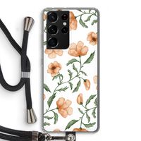 Peachy flowers: Samsung Galaxy S21 Ultra Transparant Hoesje met koord