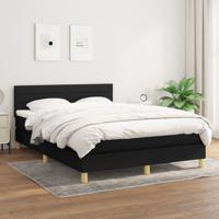 Boxspring met matras stof zwart 140x190 cm