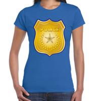 Verkleed T-shirt dames - blauw - politie embleem - Carnaval/themafeesten