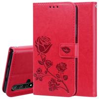 Rose reliëf horizontale Flip PU lederen draagtas met houder & kaartsleuven & portemonnee voor Huawei Honor 20 (rood)