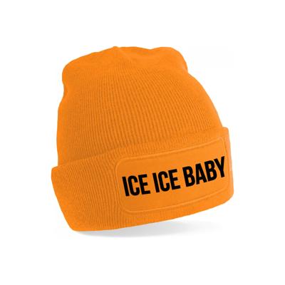 Ice ice baby - wintermuts - unisex - one size - oranje - mutsen met coole tekst Ice ice baby - wintermuts - unisex - one size - oranje - mutsen met coole tekst