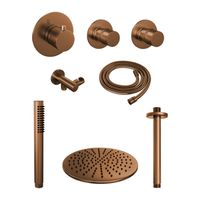 Thermostatisch Inbouwdoucheset Brauer Copper 30 cm Hoofddouche Plafondarm Staafhanddouche Koper Brauer - thumbnail