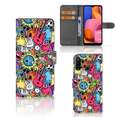 Samsung Galaxy A20s Wallet Case met Pasjes Punk Rock Samsung Galaxy A20s Wallet Case met Pasjes Punk Rock