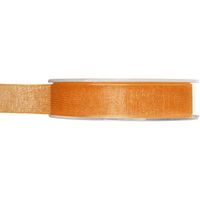 1x Oranje organzalint rollen 1,5 cm x 20 meter cadeaulint verpakkingsmateriaal - Cadeaulinten