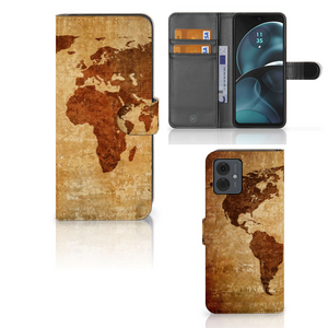 Motorola Moto G14 Flip Cover Wereldkaart