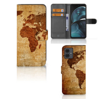 Motorola Moto G14 Flip Cover Wereldkaart - thumbnail