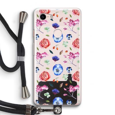 Bloemetjes: Pixel 3 Transparant Hoesje met koord