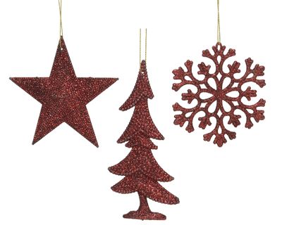 Hanger plc glitter ossenbloed assorti - Decoris