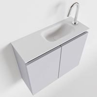 Toiletmeubel Mondiaz Ture | 60 cm | Meubelkleur Cale | Eden wastafel Talc Rechts | 1 kraangat