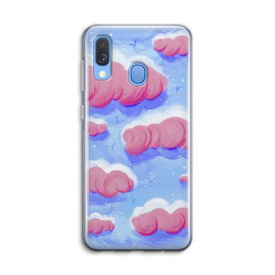 Roze wolken met vogels: Samsung Galaxy A40 Transparant Hoesje