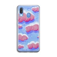 Roze wolken met vogels: Samsung Galaxy A40 Transparant Hoesje