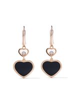 Chopard 18kt rose gold Happy Hearts onyx and diamond drop earrings