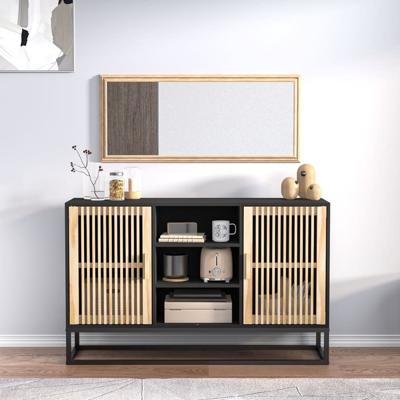 Dressoir 105x30x65 cm bewerkt hout zwart