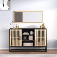 Dressoir 105x30x65 cm bewerkt hout zwart