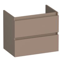 Brauer Joy - Onderkast Ondiep - 60 cm - met 2 Softclose Lades Greeploos en 1 Sifon Uitsparing - Mat Mokka