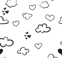 Wolken en harten vinyl tapijt wit