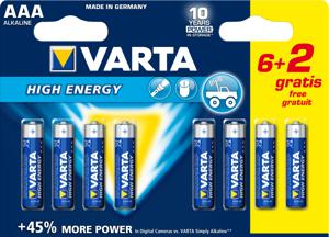 AAA Batterijen Varta High Energy, 6+2 stuks in blister