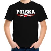 Polen / Polska landen shirt met Poolse vlag zwart voor kids XL (158-164)  - - thumbnail