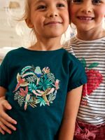 T-shirt met ruches en lovertjes meisje groen - thumbnail