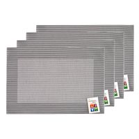 Placemats Hampton - 4x - zilver/grijs - PVC - 30 x 45 cm - Placemats