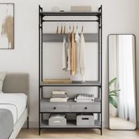 Kledingkast met lades 89x39x184,5 cm bewerkt hout grijs sonoma - thumbnail