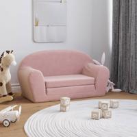 Kinderslaapbank 2-zits zacht pluche roze